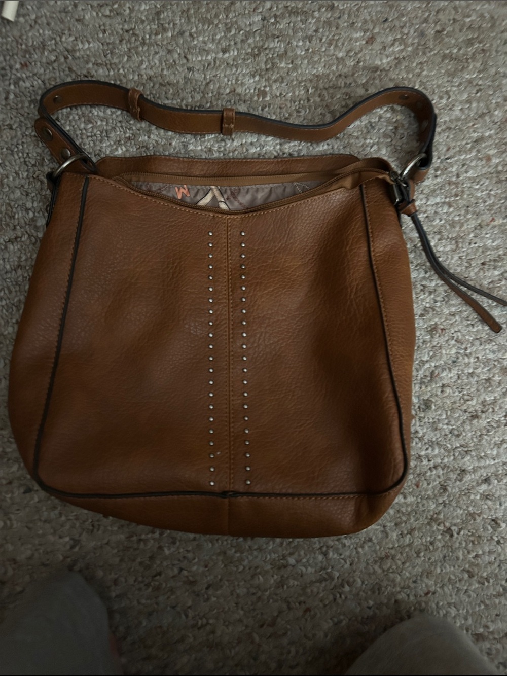 Montana Weat  Leather Stud-Accent Shoulder Bag- EUC